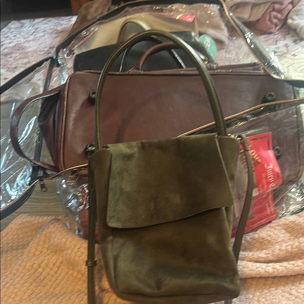 Olive Green Suede Anthropologie Crossbody Bag